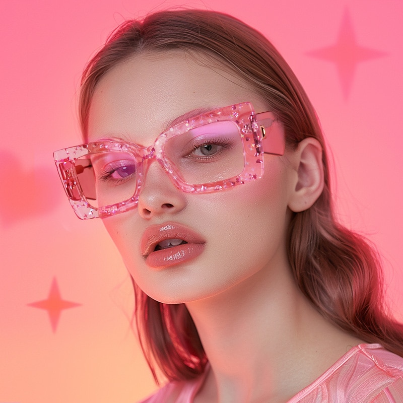 Mitia Rectangle Pink Glasses4