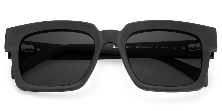 Amadeo Black Rectangle Sunglasses