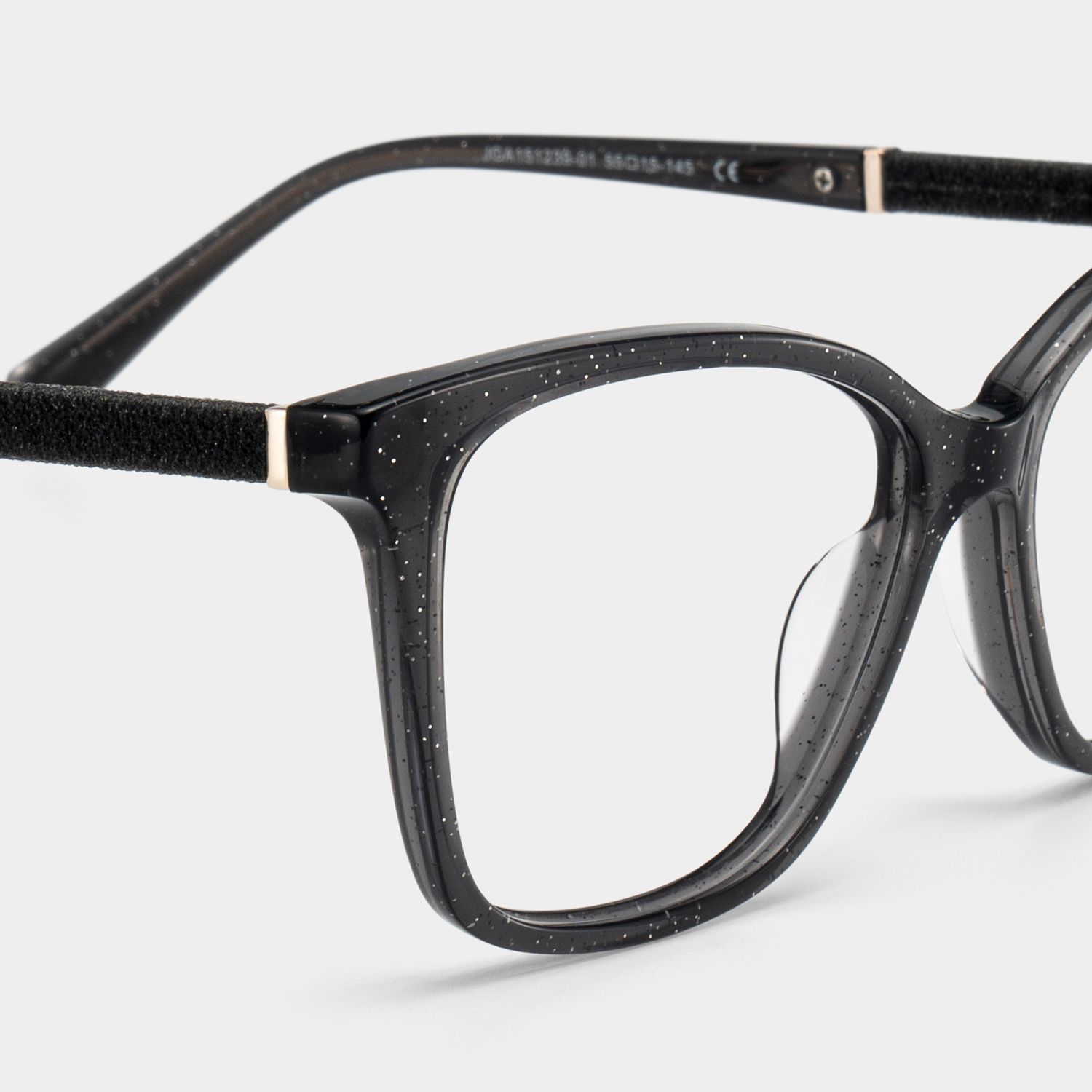 Finnian Square Black Glitter Glasses Frames for Women | ZEELOOL