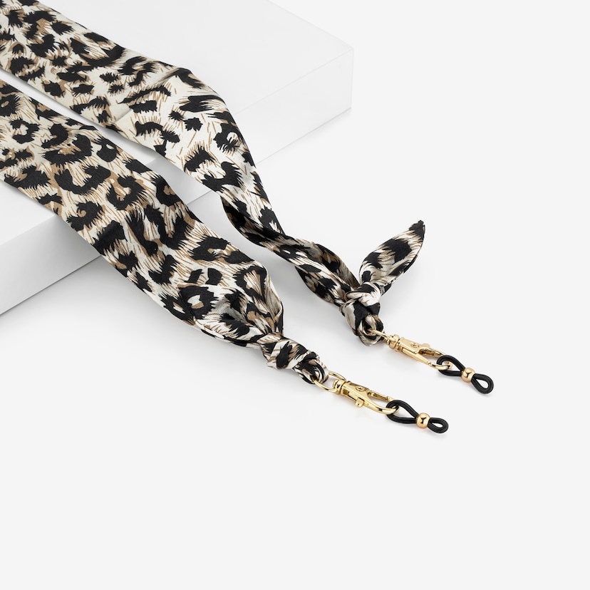 Vintage Trendy White Leopard Scarf Glasses Chain