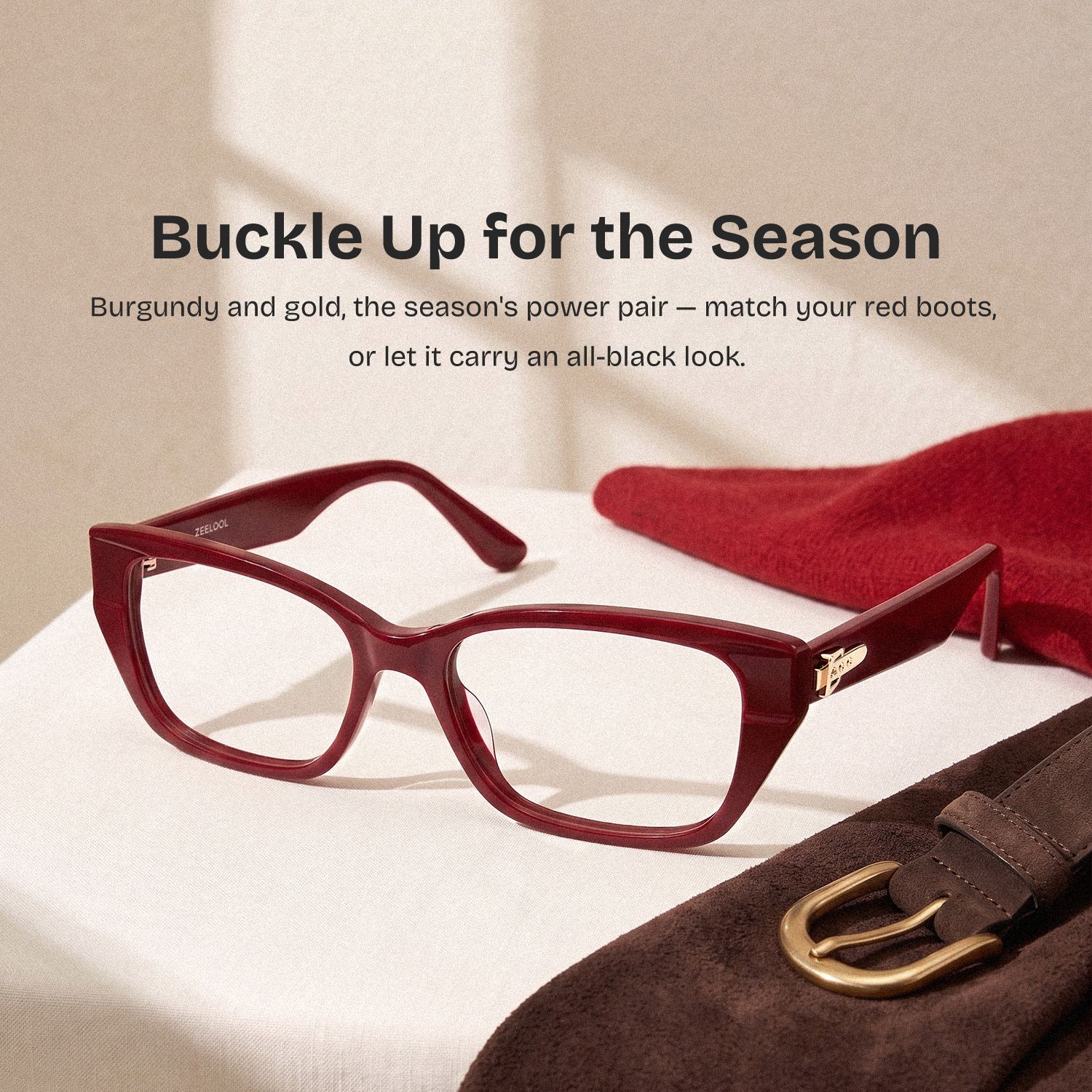 Bowie Red Rectangle Glasses | ZEELOOL0