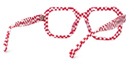Joeann Geometric Red Checkered Glasses3