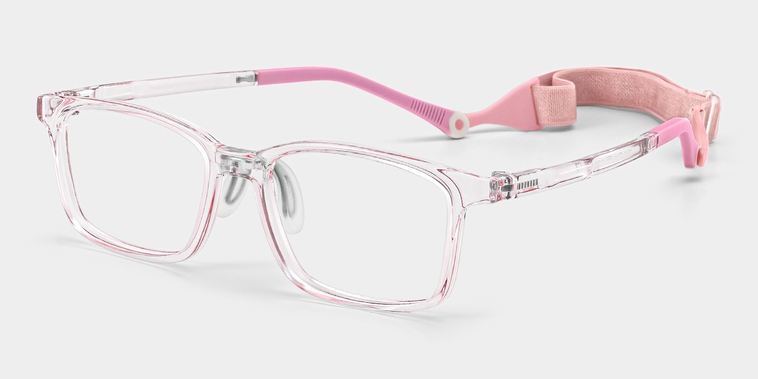 June Rectangle Clear Pink Frame Eyeglasses for Pre-tweens2