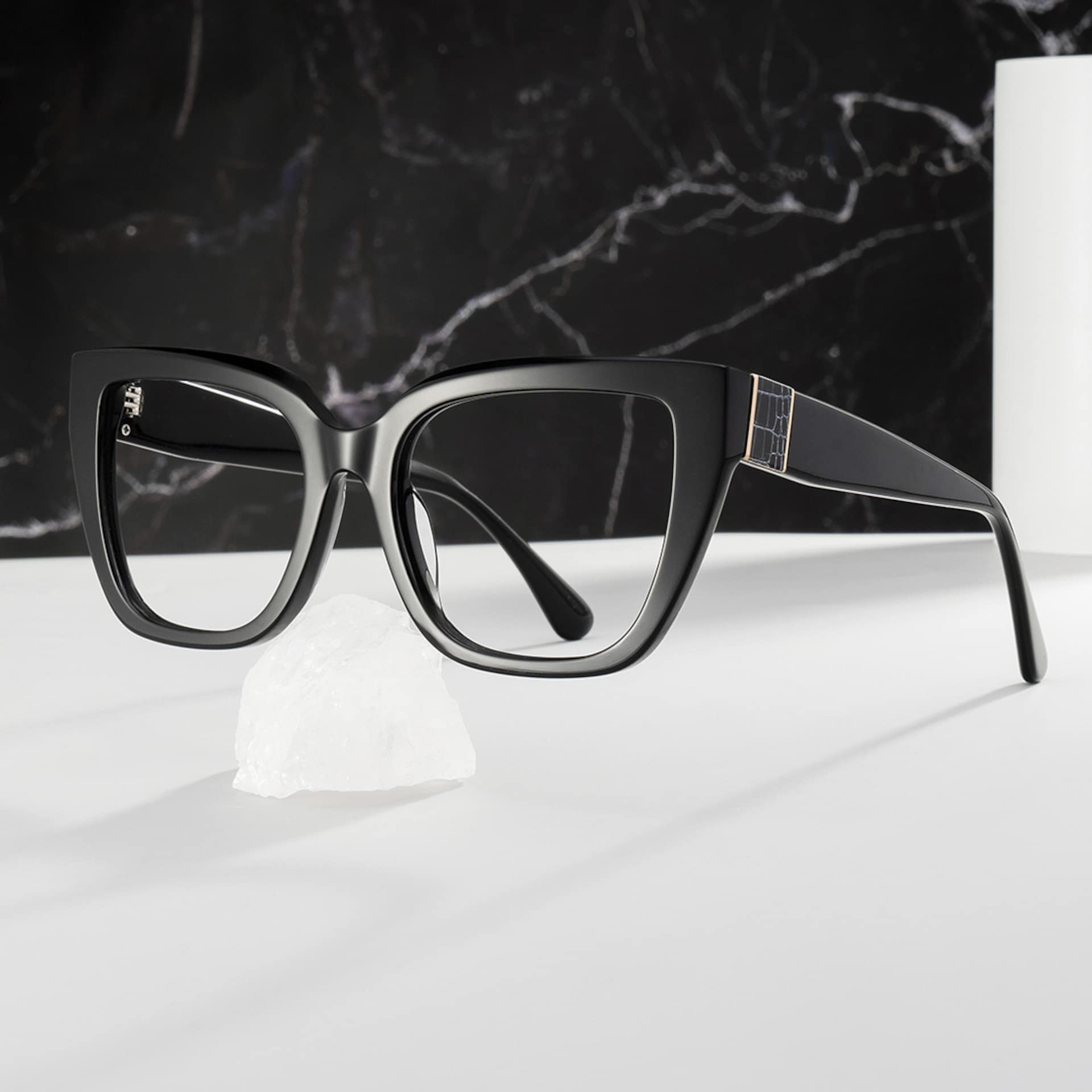 Square Frame Black Glasses on Sale0