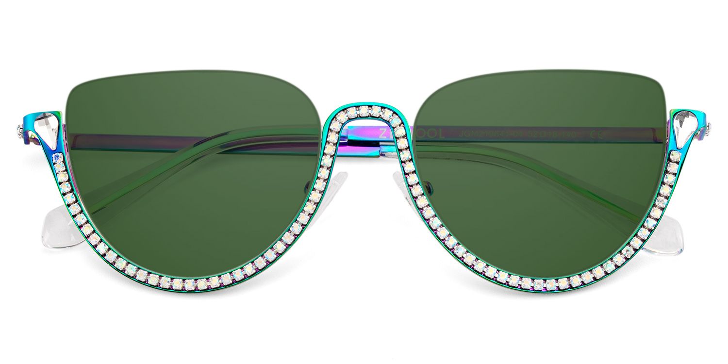 Half Frame Cat Eye Glasses With Shiny Diamonds1