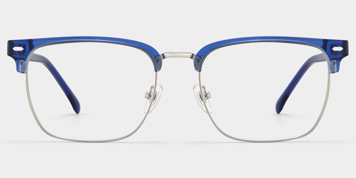Braidsby Blue Browline Mixed Frame Glasses for Men | ZEELOOL1