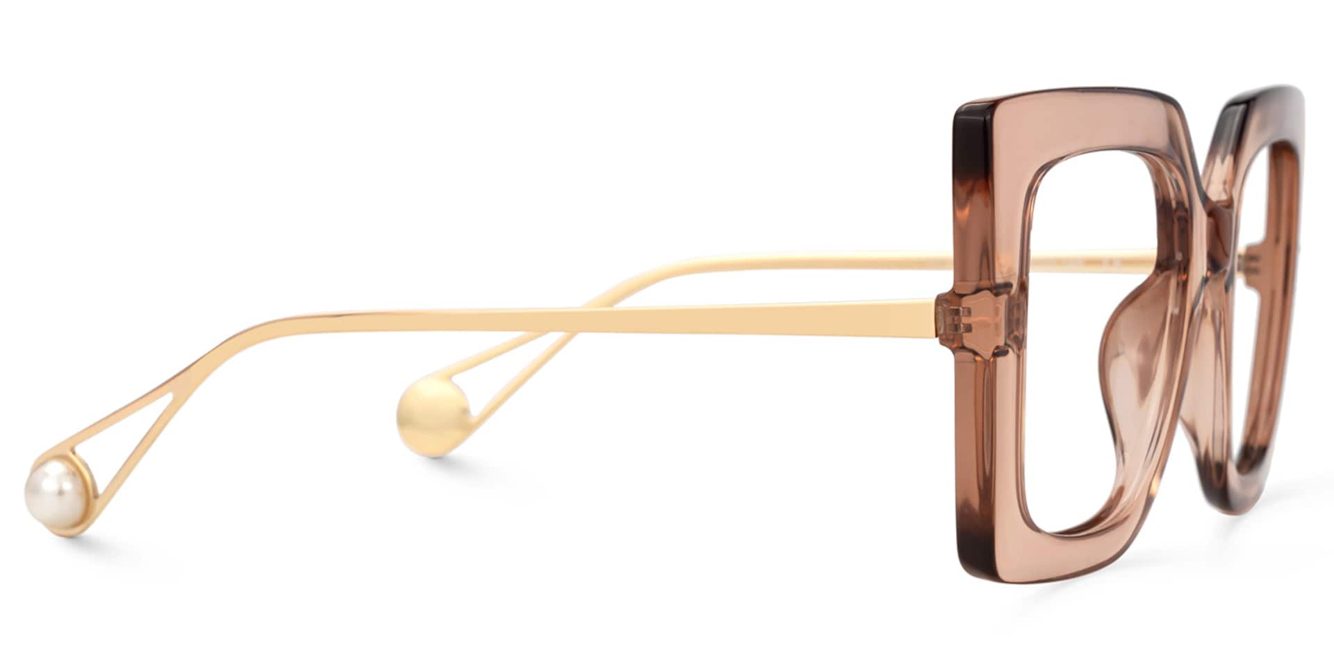 Qatar Square Champagne Eyeglasses and Thick Frames2