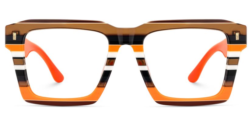 Kenish Square Orange Brown Glasses