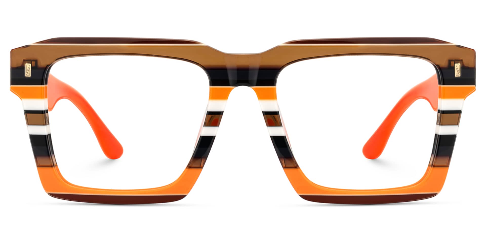 Large Square Prescription Glasses With Orange Brown Stripes1