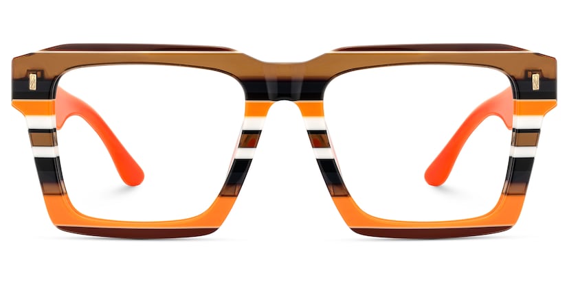 Kenish Square Orange Brown Glasses