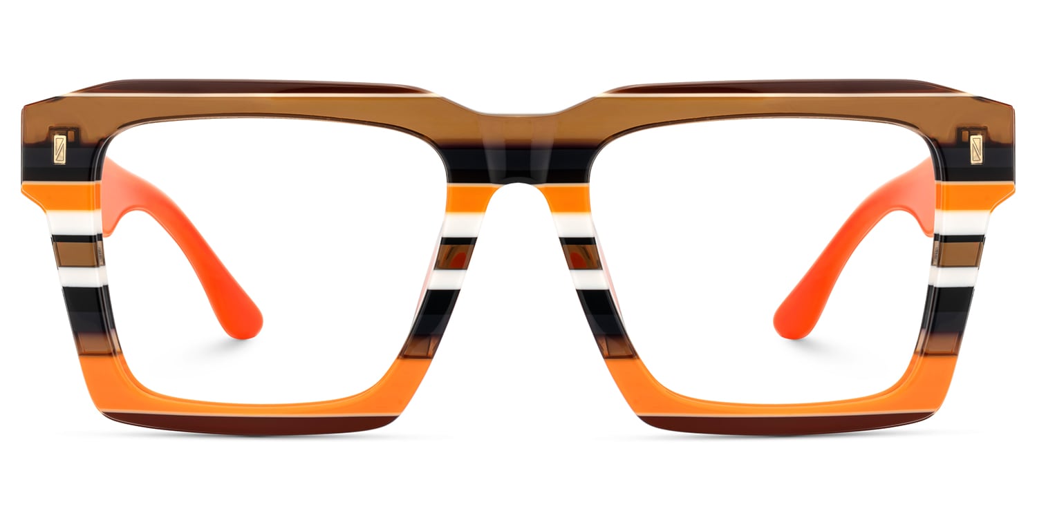 Kenish Square Orange Brown Glasses