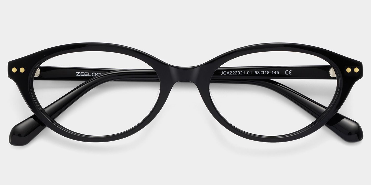 Ashby Black Oval-Frame Glasses | Slim Varsity Style2