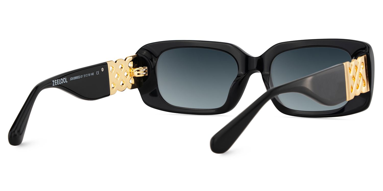 Jonas Acetate Black Rectangle Frame Sunglasses | ZEELOOL4