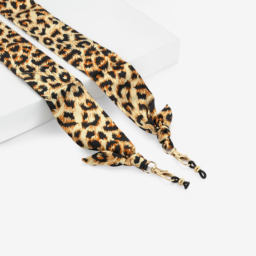Vintage Trendy Brown Leopard Scarf Glasses Chain