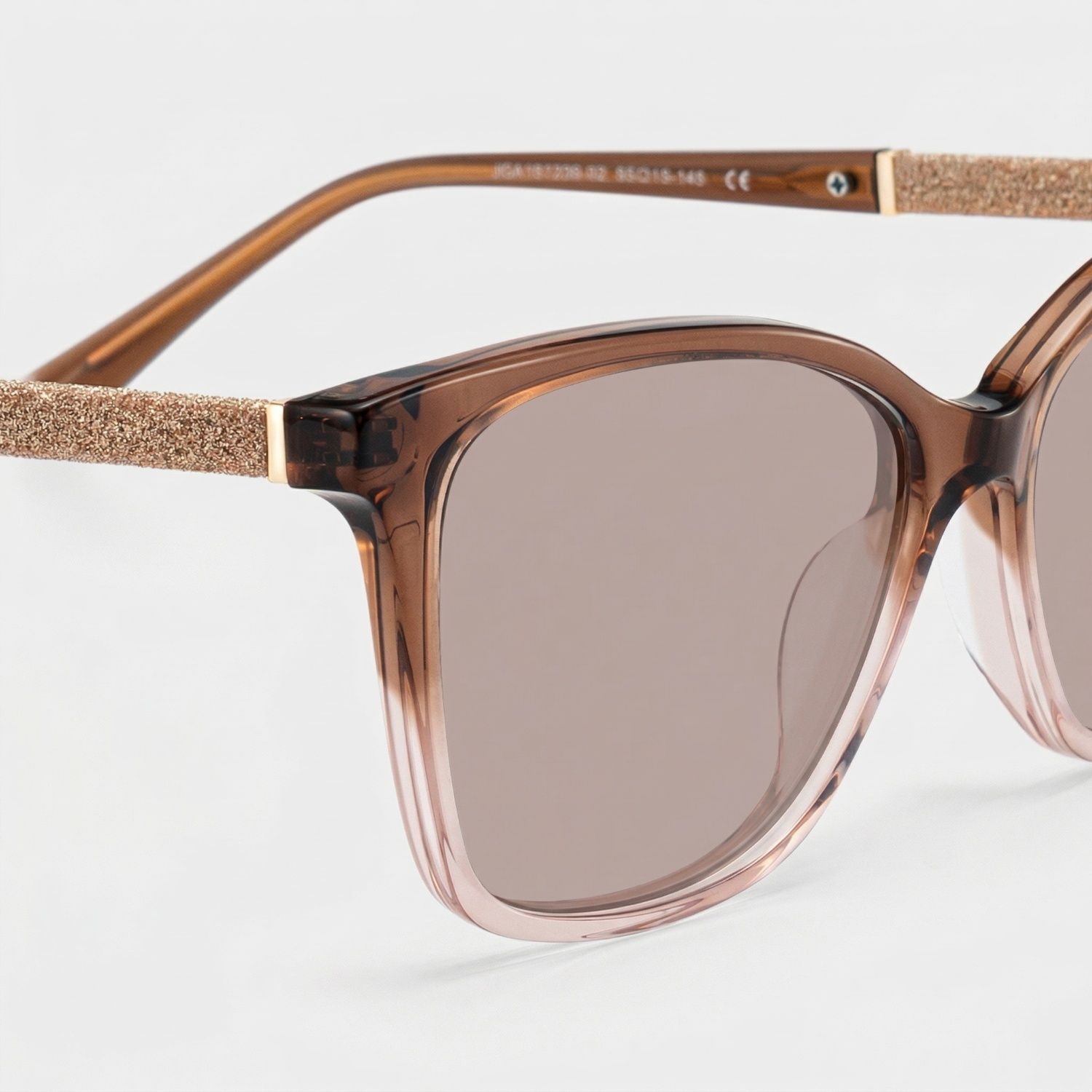 Finnian Square Clear Brown Glasses Frames with Glitter Fabric | ZEELOOL4