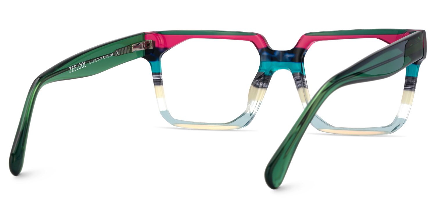 Big Rectangle Glasses With Transparent Green Temples6