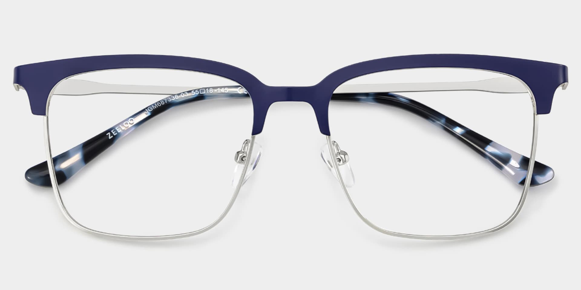 Cleo Blue Silver Frame Glasses with Browline Frame Online | ZEELOOL2