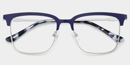 Cleo Browline Blue Silver Glasses2