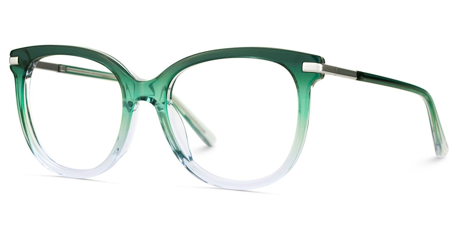 Round Green Gradient Clear Glasses3