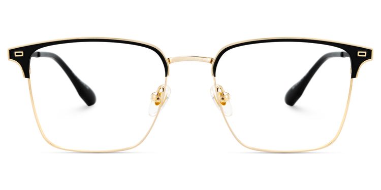 Dawson Browline Black Gold Glasses
