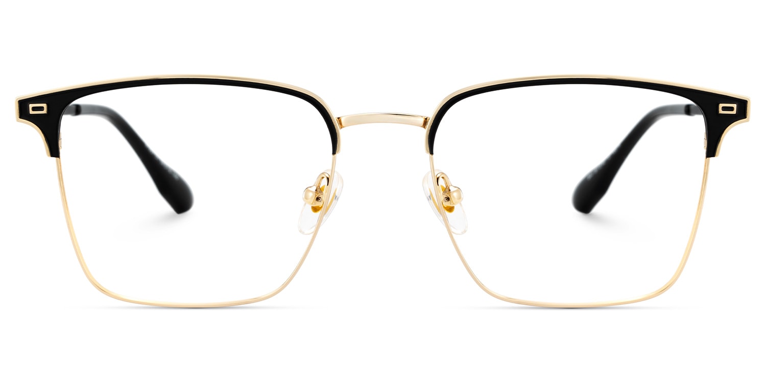 Dawson Browline Black Gold Glasses
