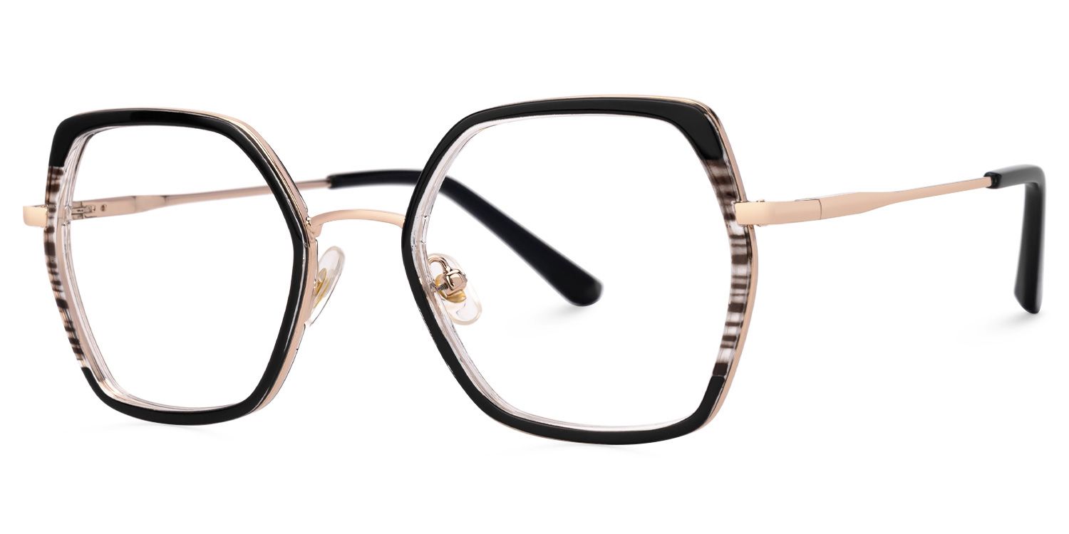 Geometric Nefisa Black Color Frame Glasses | ZEELOOL Canada1