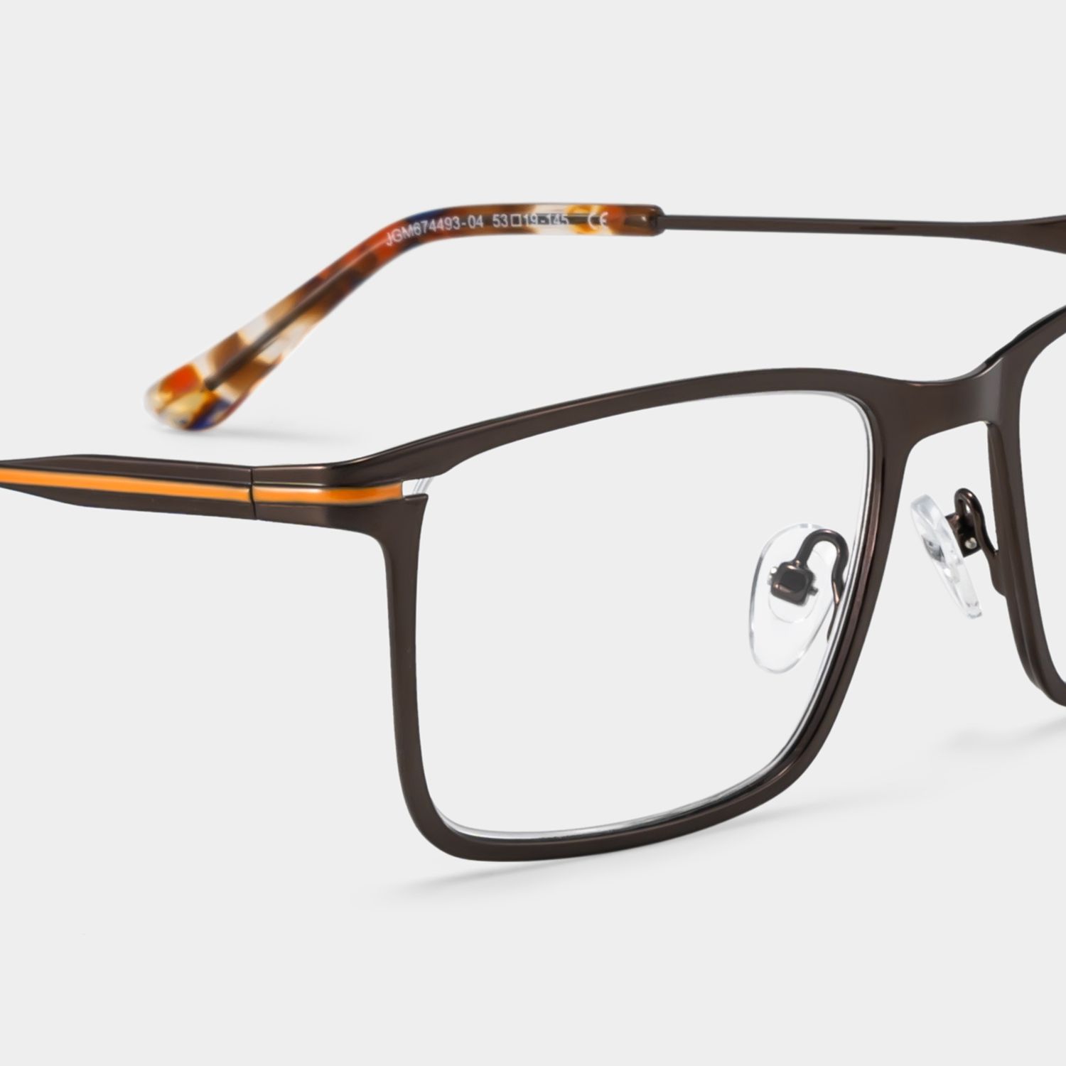 Rectangle Brown Eyeglasses- Roxana Metal Frame Glasses5