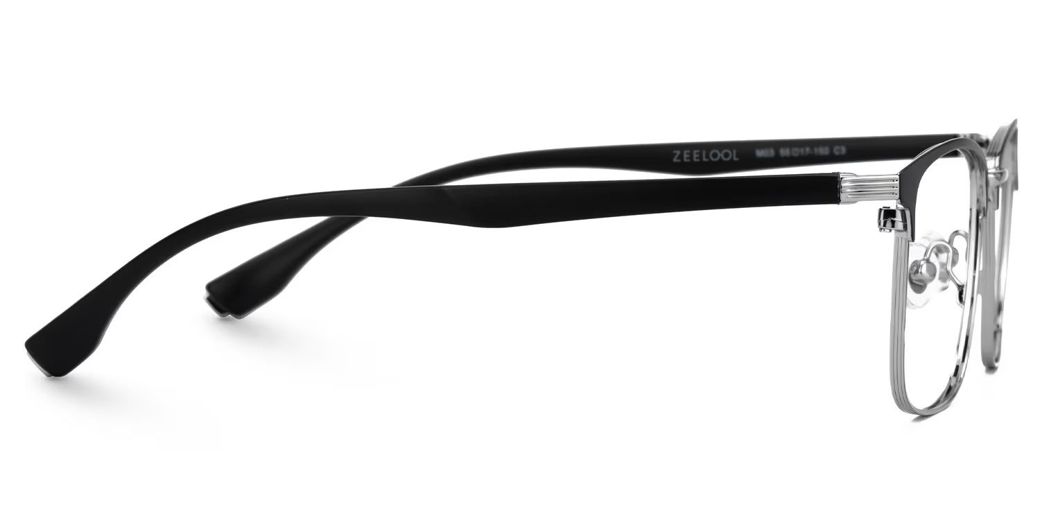 Eaddy Silver Eyeglasses with Rectangle Shape | Zeelool Optical2