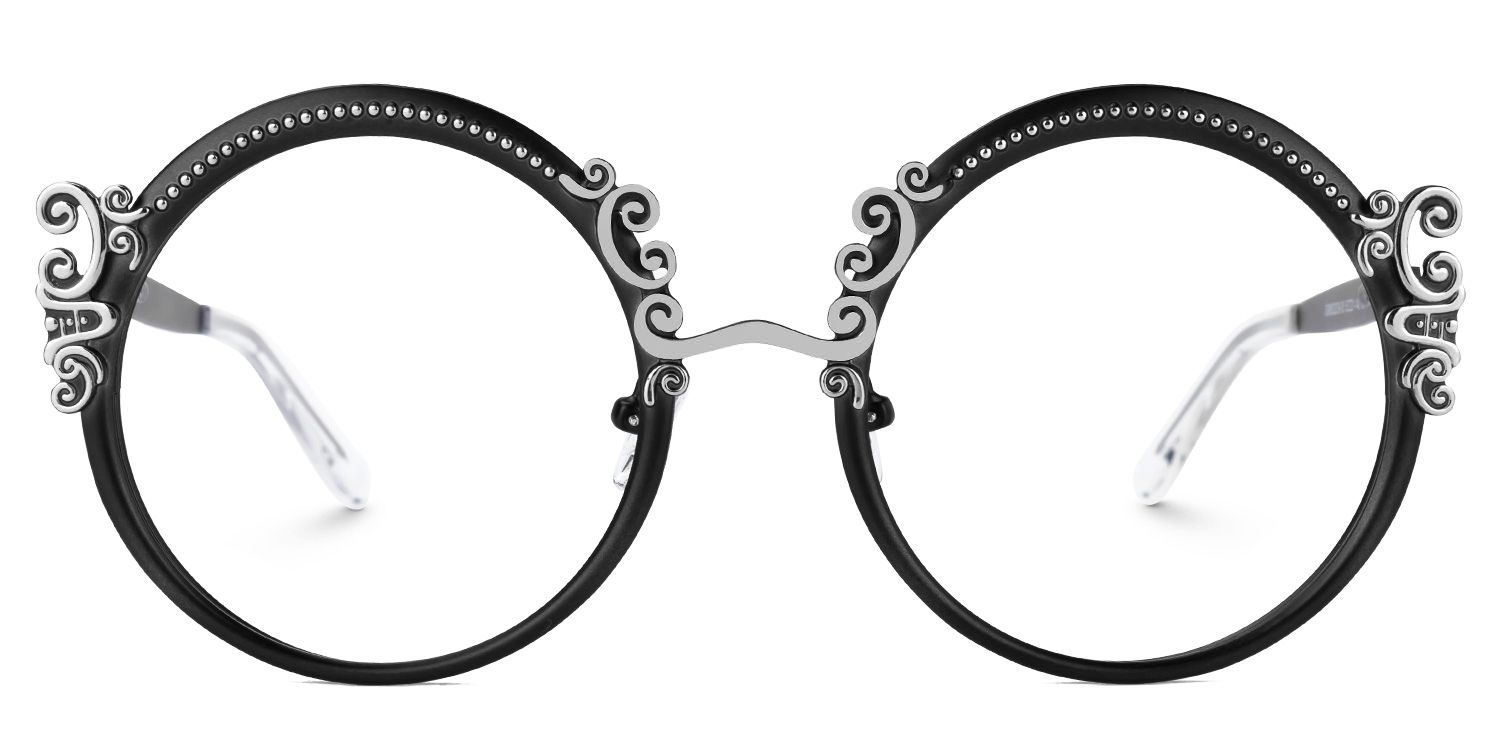 Nelida Designer Black Round Frame Glasses | Zeelool0