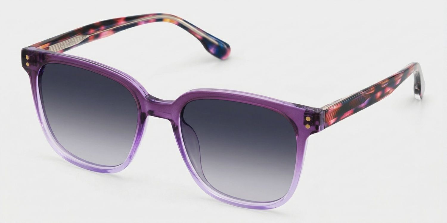 【ルル】 Donnalyn Square Purple Sunglasses for Women & Men | ZEELOOL