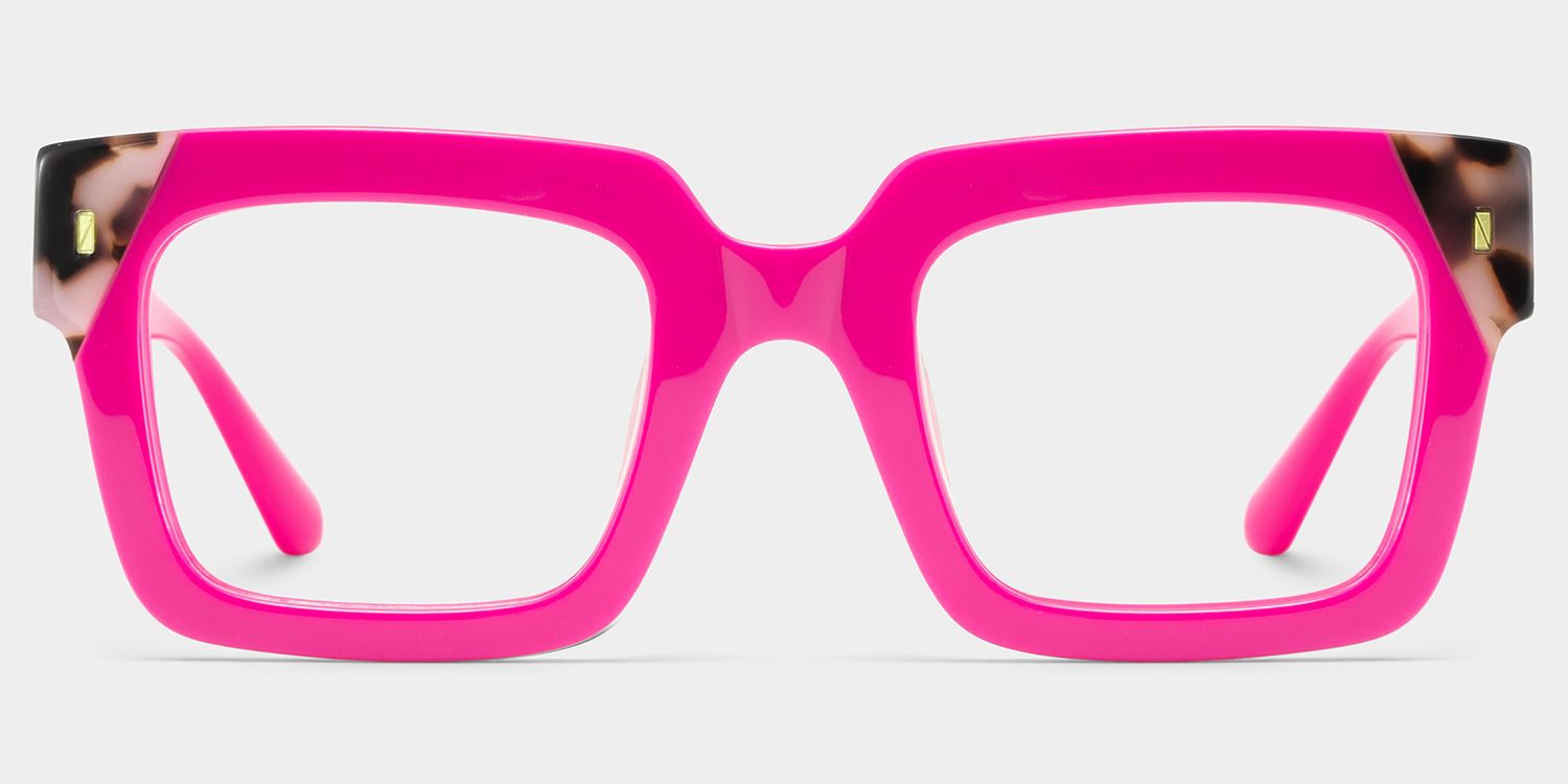 Square Pink Tortoise Eyeglasses- Sarah Acetate Frame Glasses1