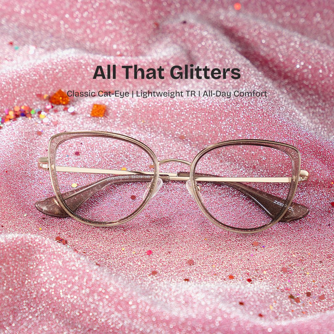 Celine Gray Cat-eye Glasses with Glitter Frames | ZEELOOL0