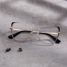 Tessa Cat-Eye Black Gold Glasses0