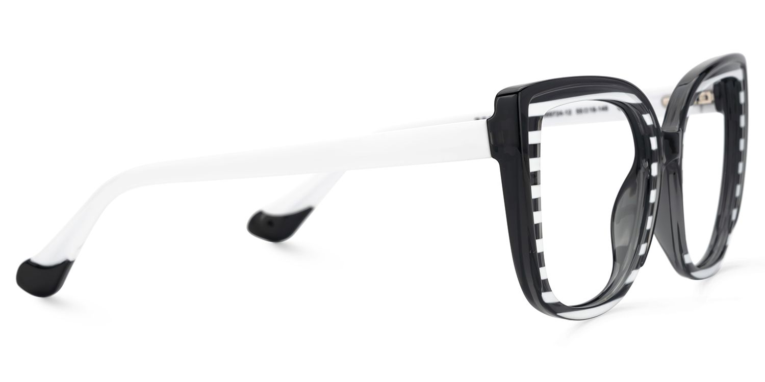 Large Black White Eyeglasses Frames With Cat Eye Shape4