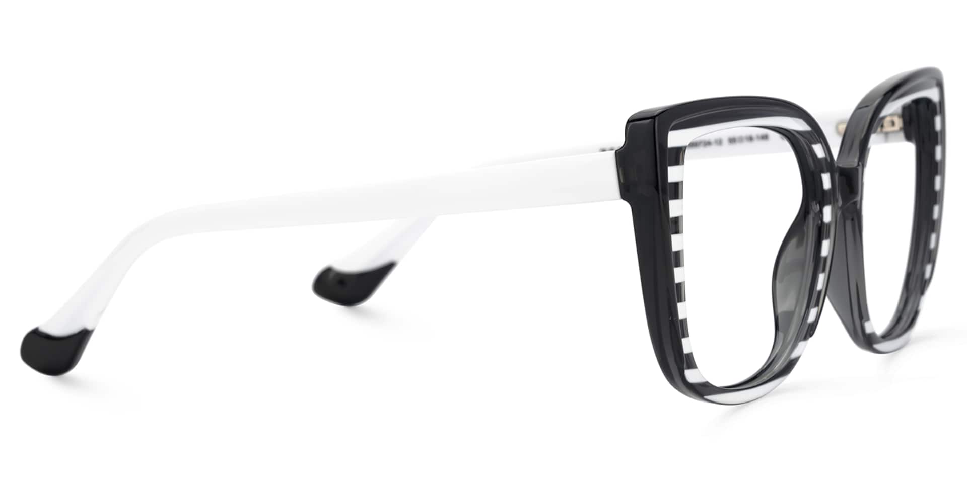 Large Black White Eyeglasses Frames With Cat Eye Shape4