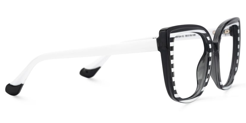 Large Black White Eyeglasses Frames With Cat Eye Shape display picture 1