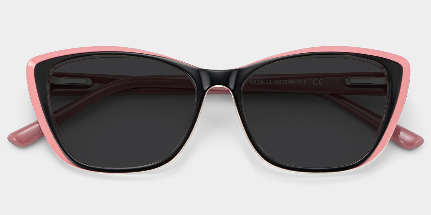 Fidelia Cat Eye Black Sunglasses and Pink Edge1