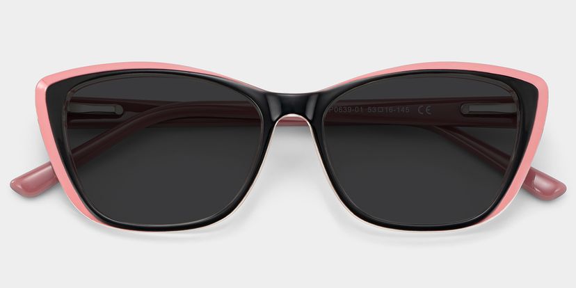 Fidelia Cat Eye Black Sunglasses and Pink Edge display picture 3