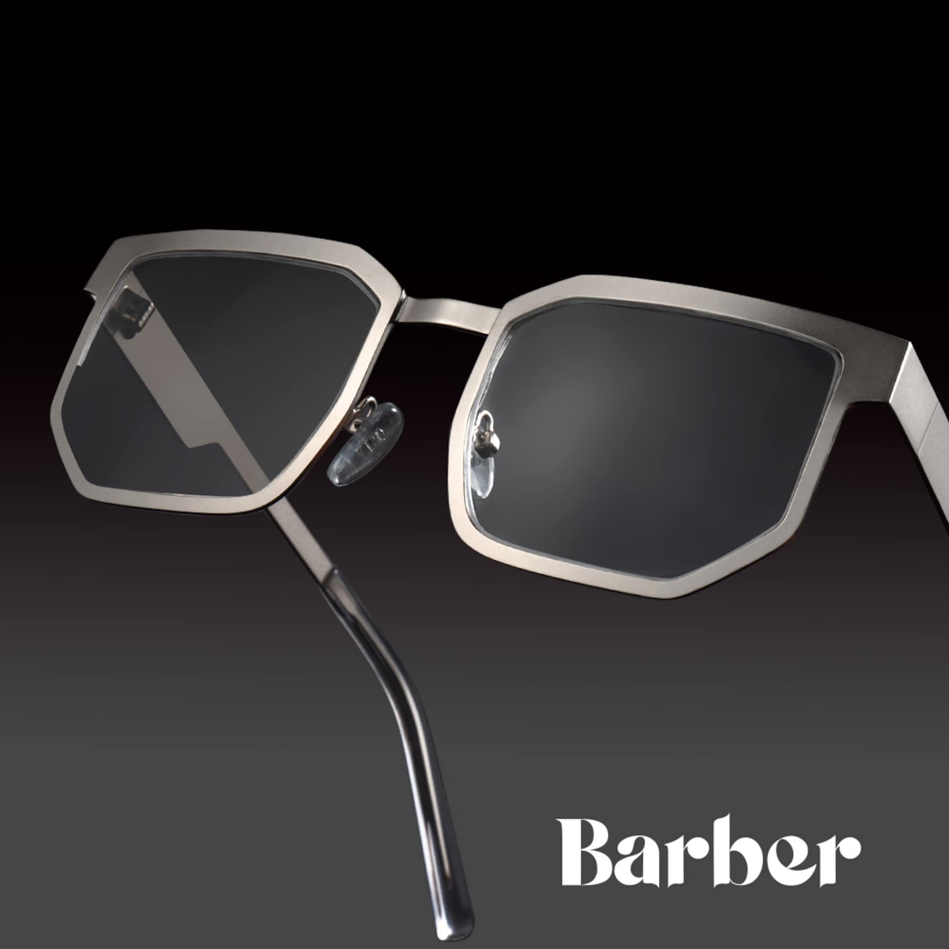 Barber Geometric Silver Eyeglasses and Glasses Frames0