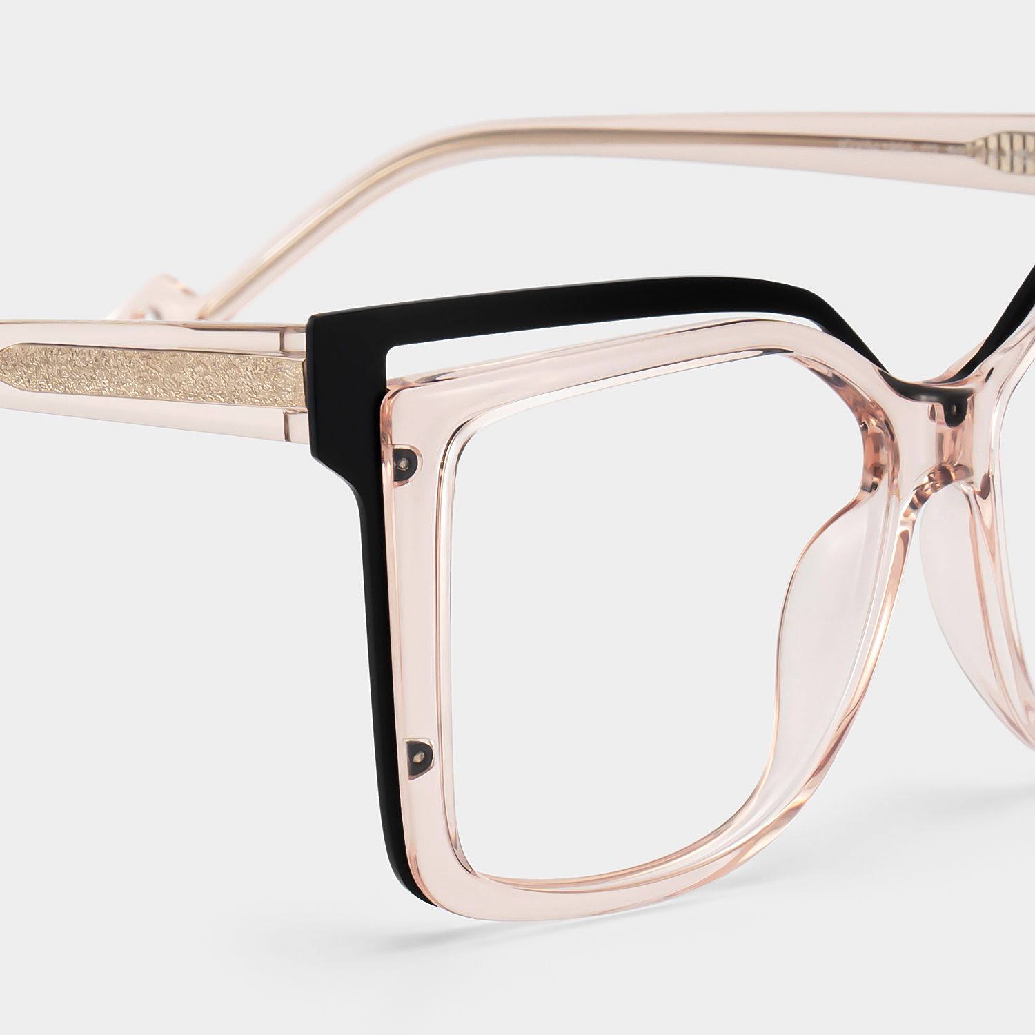 Twolla Square Beige Glasses with Black Edge for Women | ZEELOOL5