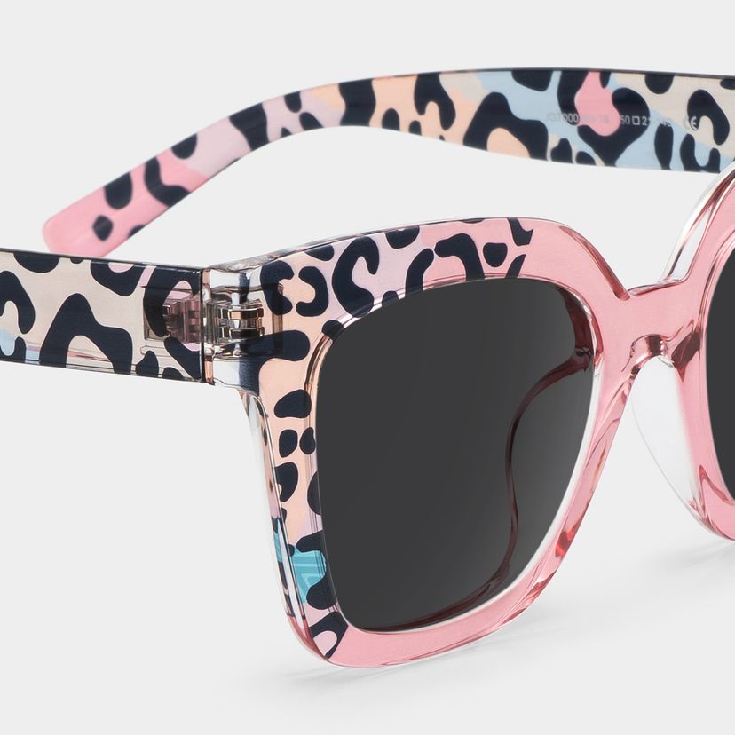 Malcolm Pink Leopard Print Sunglasses for Women Square Frame display picture 2