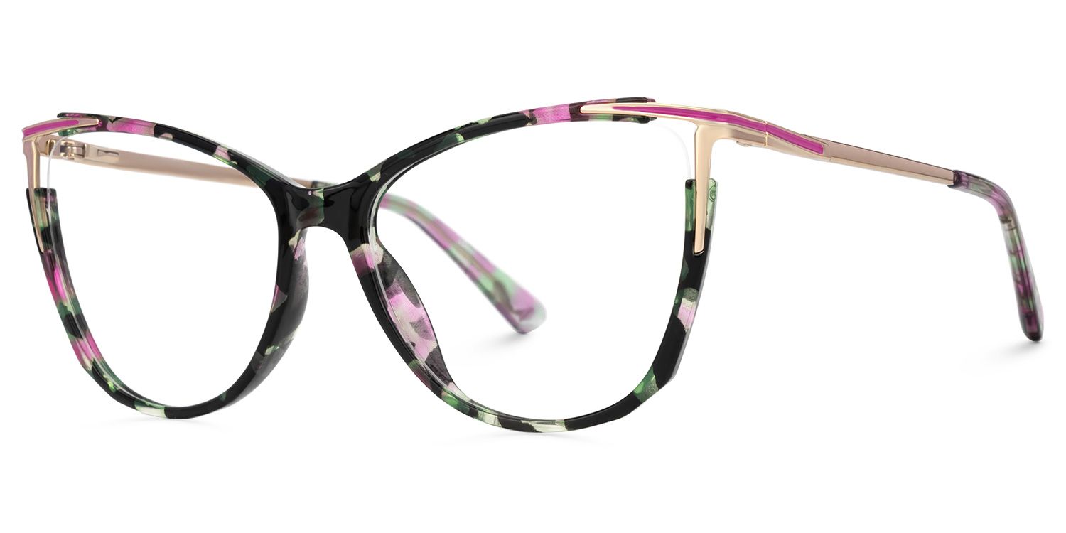 New Green-Floral Color for Yomary Mixed-Material Eyeglasses  | Zeelool Optical1