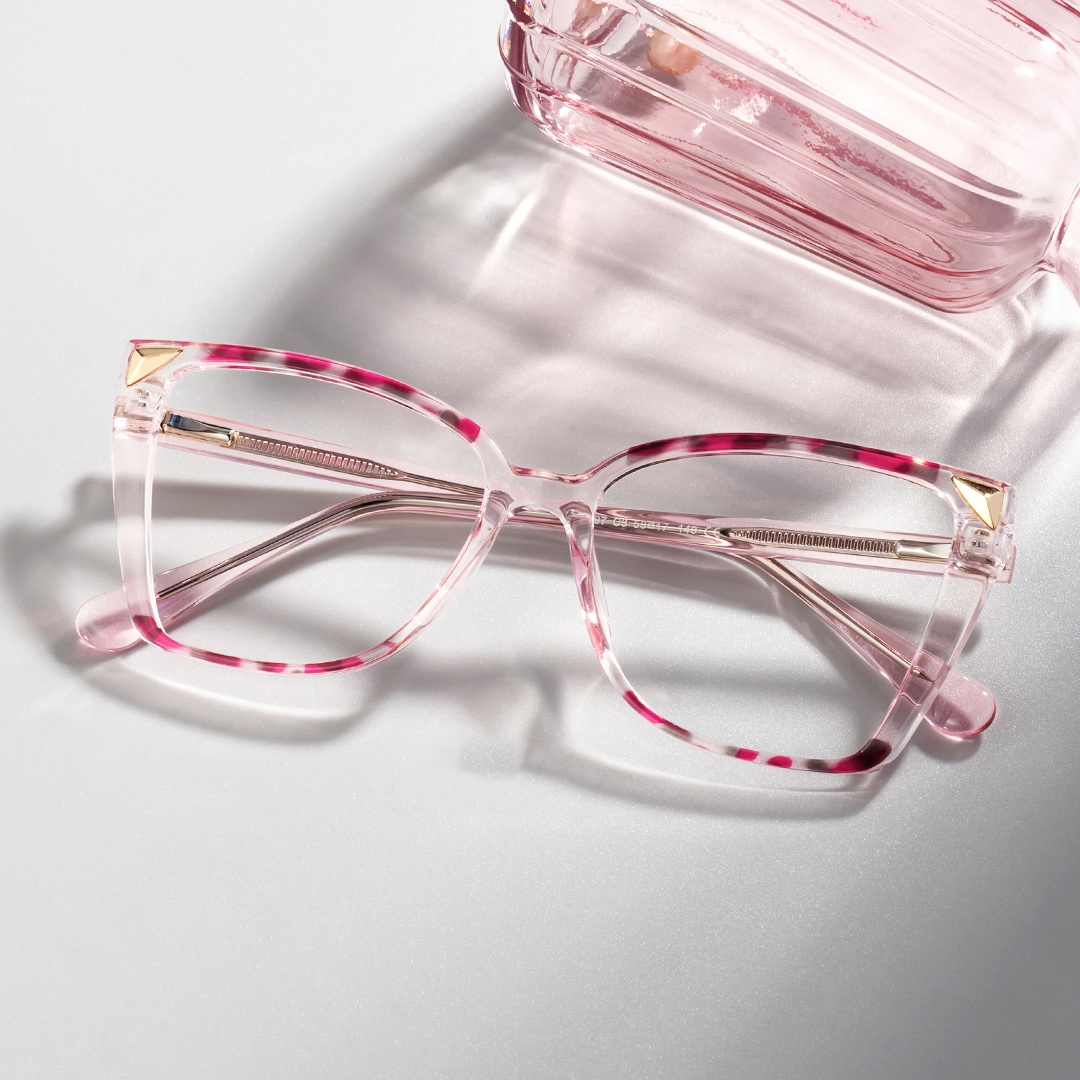 Women's Pink Eyeglasses Frames With Butterfly Shape0