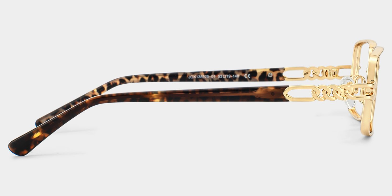 Olivia Gold Rectangle Glasses | ZEELOOL4
