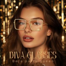Diva Square Gold Glasses0