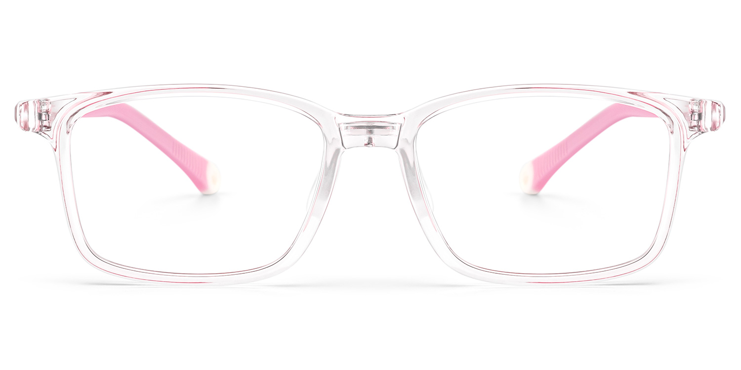 June Rectangle Clear Pink Frame Eyeglasses for Pre-tweens