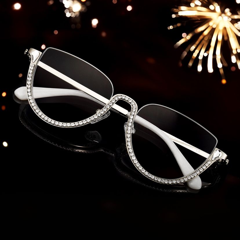 Sparkle Silver Cat eye Glasses