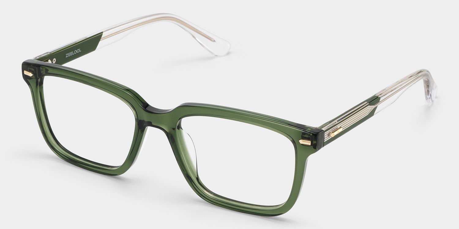 George Olive Green Rectangle Glasses for Men | ZEELOOL