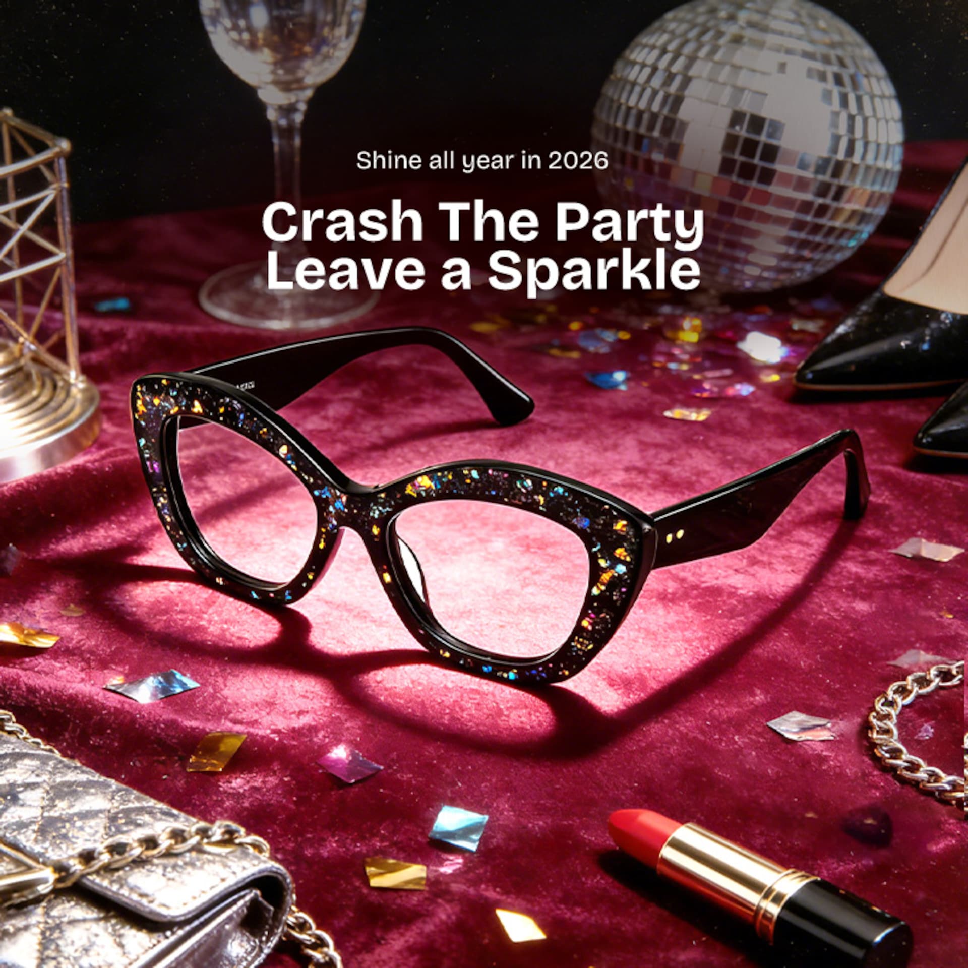 Giselle Black Cat Eye Glasses with Rhinestones | ZEELOOL0