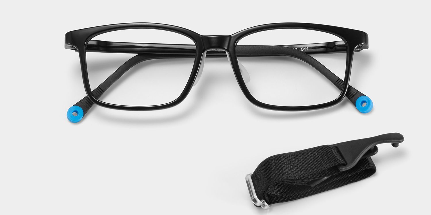 June Rectangle Black Frame Eyeglasses for Pre-tweens1